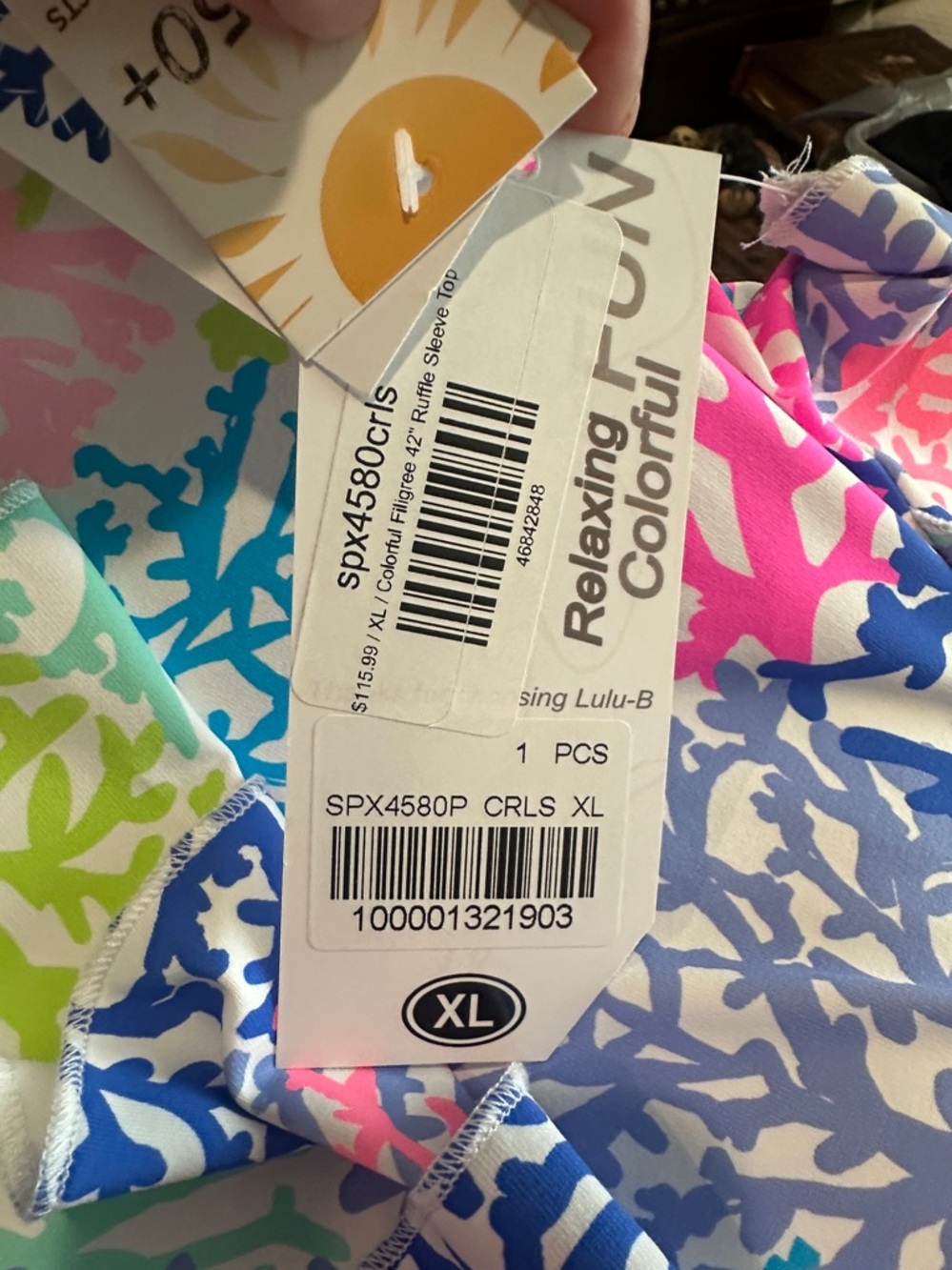 Lulu B Cha Cha Sleeve Dress XL Coral Reef Print Resort NWT - Picture 4 of 7